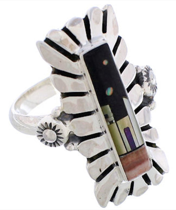 Multicolor Native American Village Design Ring Size 4-3/4 EX42385